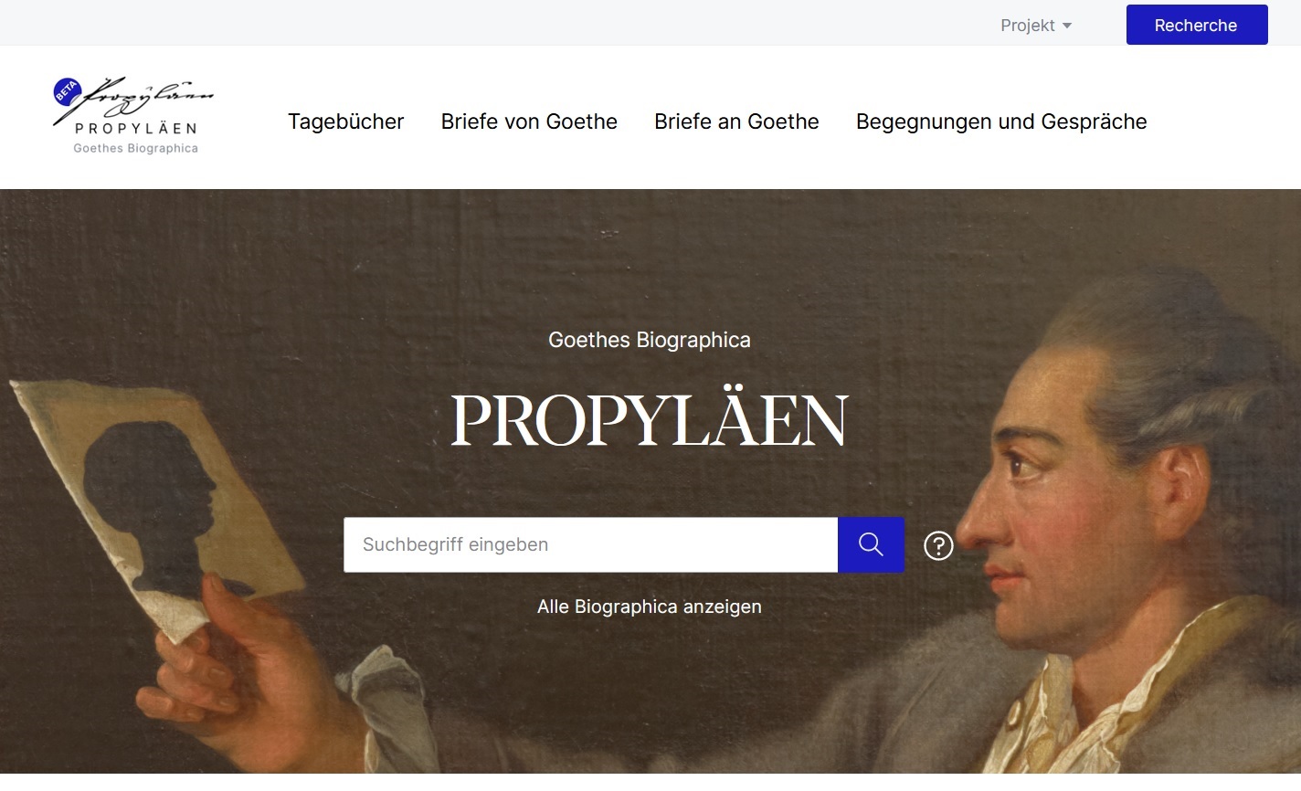 Startseite der Plattform Propyläen