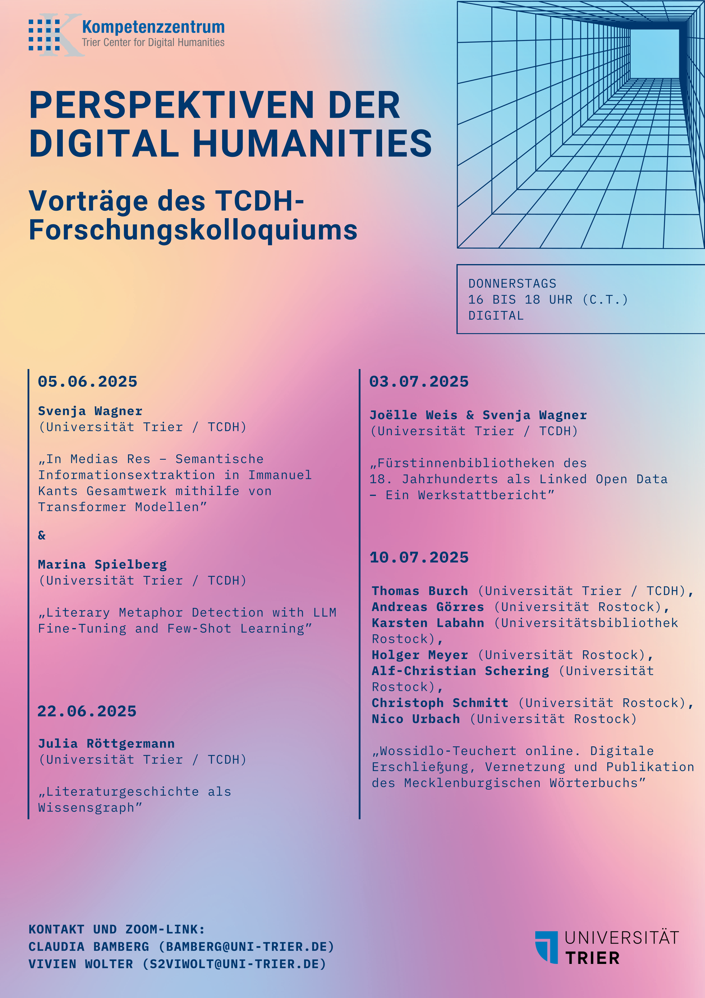 Plakat des TCDH Forschungskolloquiums