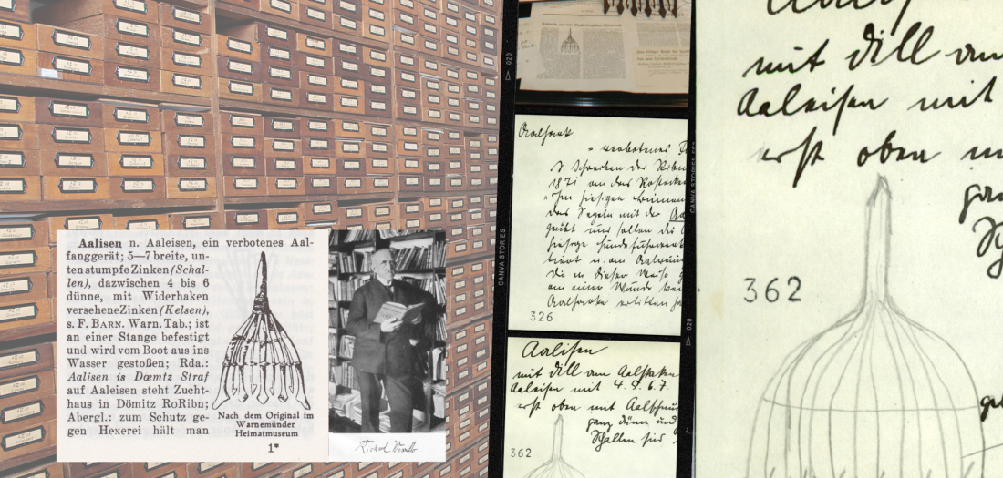 Collage von Quellen des Wossidlo-Techert Archivs