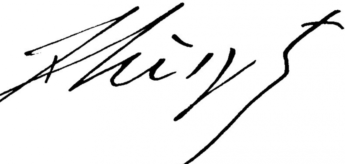 Signature by Franz Liszt, from "Und manche liebe Schatten steigen auf" Gedenkblätter an berühmte Musiker von Carl Reinecke, Leipzig, 1900, Verlag von Gebrüder Reinecke