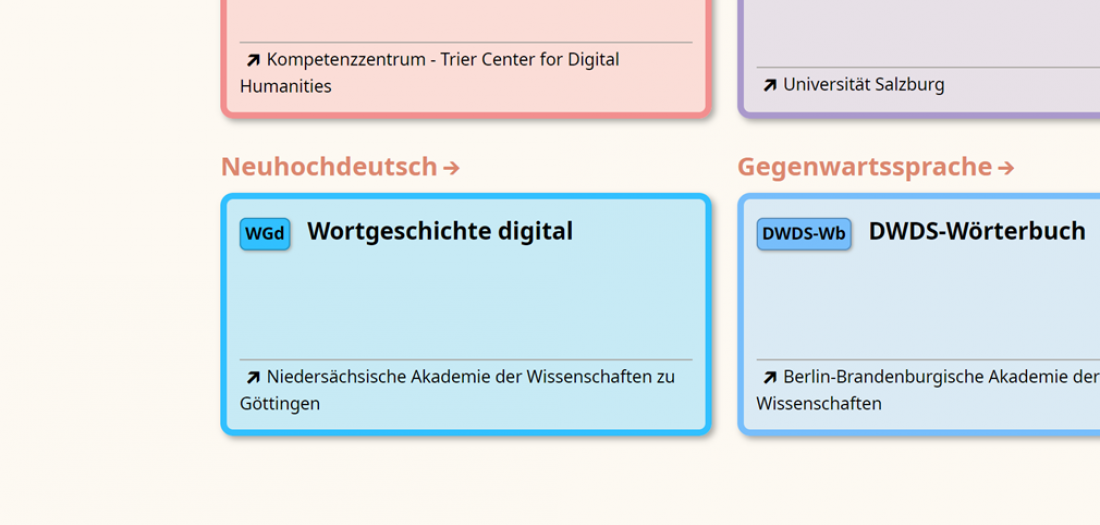 Screenshot aus dem Wörterbuchnetz