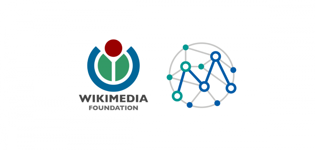 Links Wikimedia-Logo, rechts MiMoText-Logo